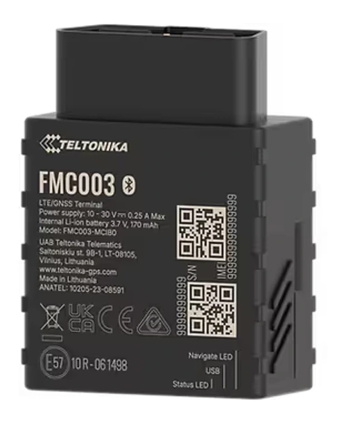 Teltonika FMC003 plug-in tracker with its OBD-II connector